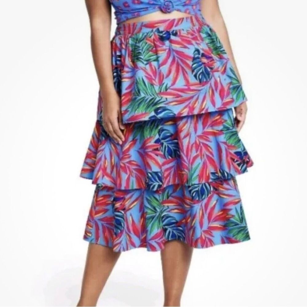 TABITHA BROWN For Target Skirt Womens large Pull On Elastic Waist Midi Tiered